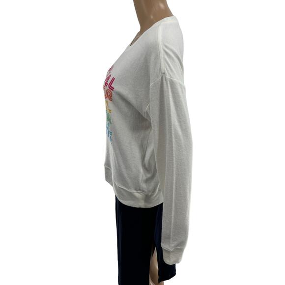 Spiritual Gangster White Crew Neck Rainbow Savasana Pullover Sweater - Picture 7 of 11